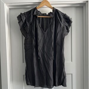 Elegant Gray Ruffled Women's Top